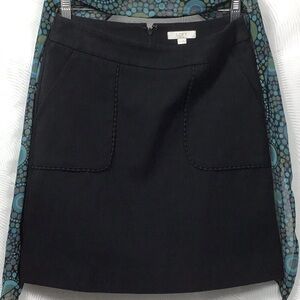 LOFT Black Textured Front Detail Pockets Lined Back Zip Mini Pencil